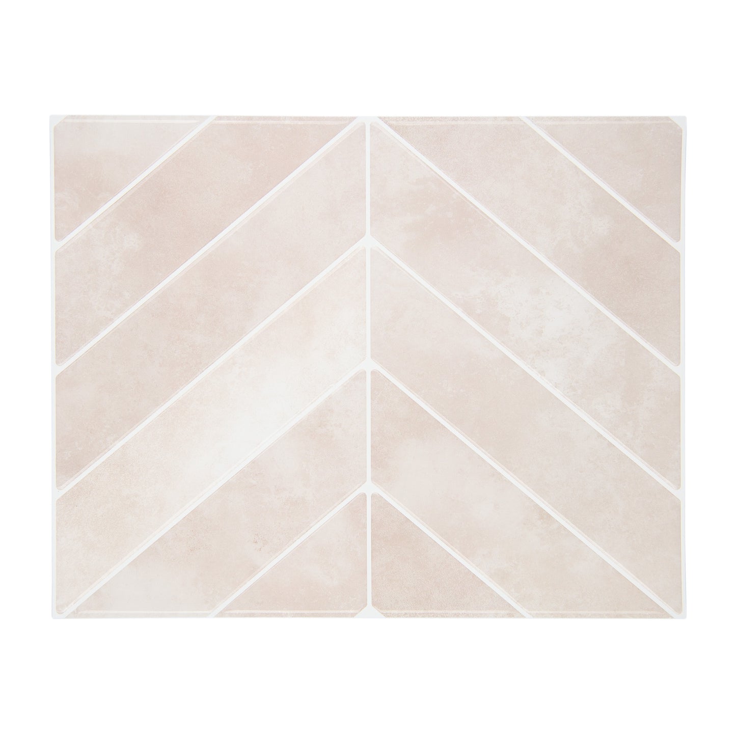 Peel and stick flise i sart rosa farve og chevron mønster.