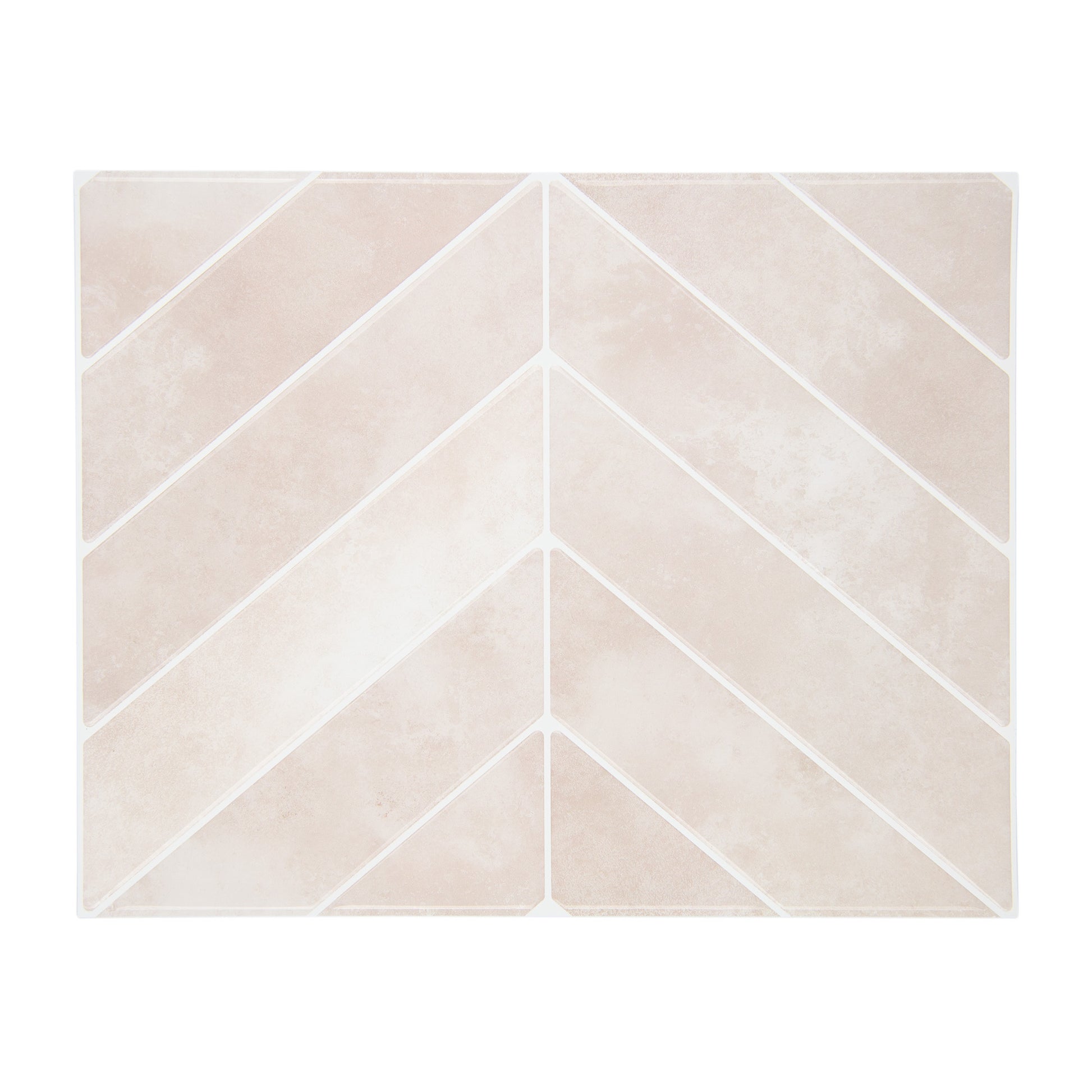 Peel and stick flise i sart rosa farve og chevron mønster.