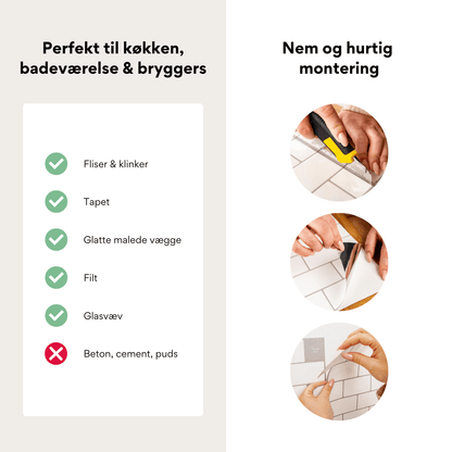 Se hvilke overflader Stickoramic klistermærker hæfter på og hvordan du monterer dem.