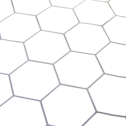 Hvidt hexagon fliseklistermærke (igloo) fra skrå vinkel - stickoramic