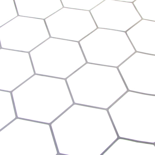 Hvidt hexagon fliseklistermærke (igloo) fra skrå vinkel - stickoramic