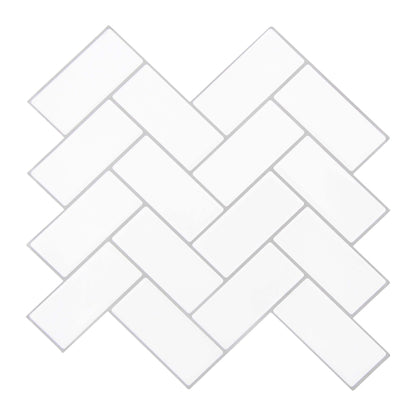 Hvid peel and stick flise i sildeben mønster (snowbone) stickoramic