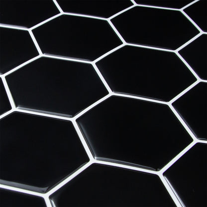 Sort fliseklistermærke i hexagon mønster (onyx hive) - skrå vinkel - stickoramic