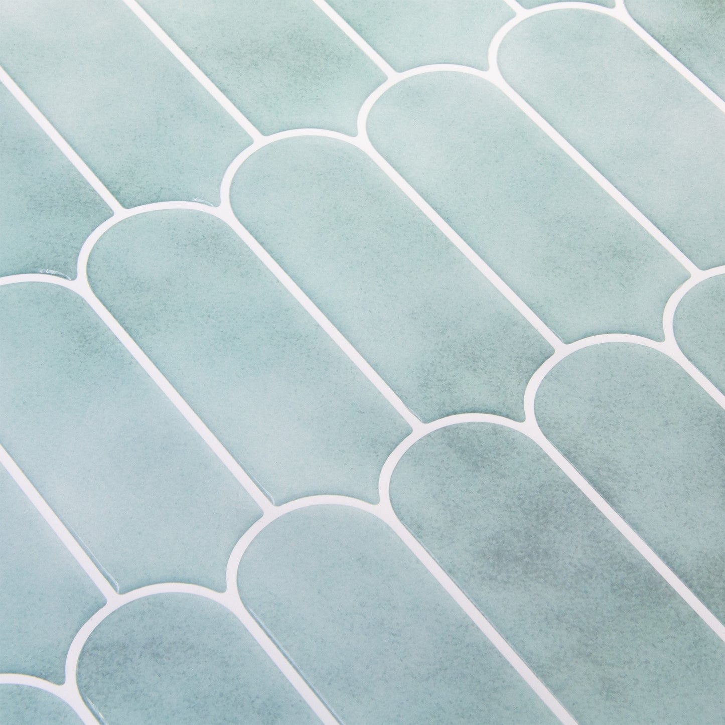 Turkisblå fliseklistermærke (lagoon) set fra skrå vinkel - fliseklistermærke.