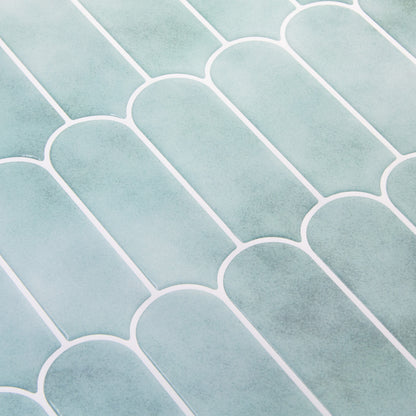 Turkisblå fliseklistermærke (lagoon) set fra skrå vinkel - fliseklistermærke.